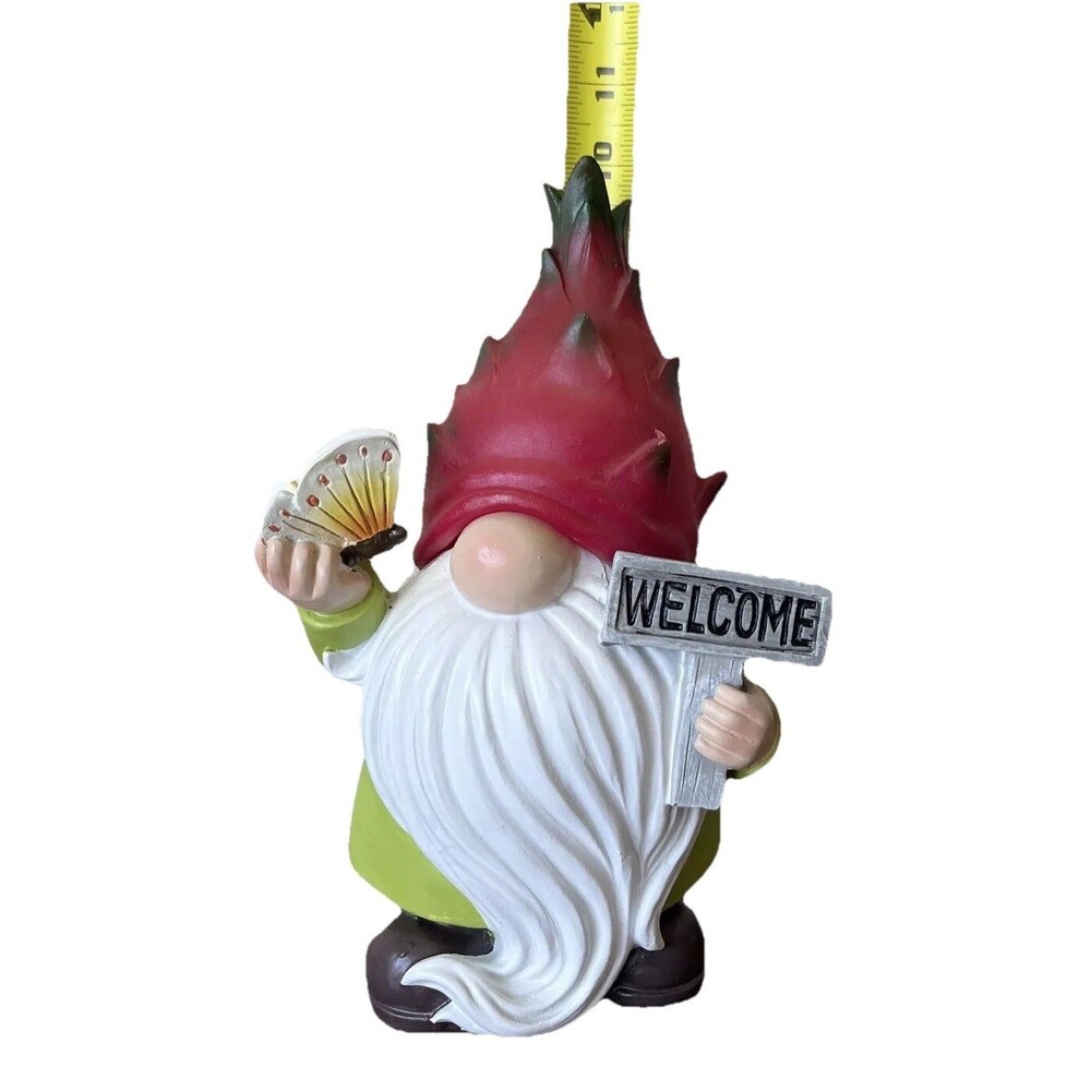 NEW (Open Box) Dragonfruit Garden Gnome Solar Glowing Hat, Butterfly - Picture 8 of 15